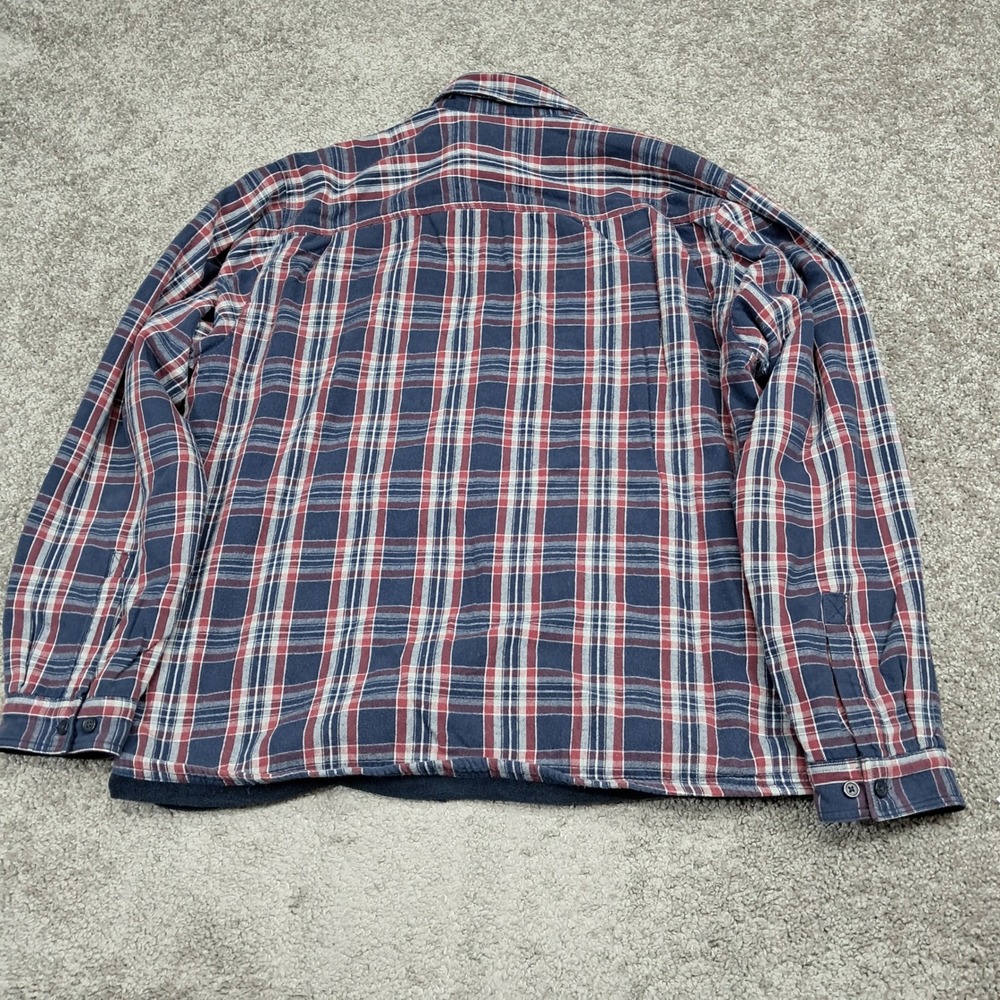Boston Traders Mens XL Fleece Lined Plaid Flannel Shirt Navy Button Up 979740 - Picture 4 of 7